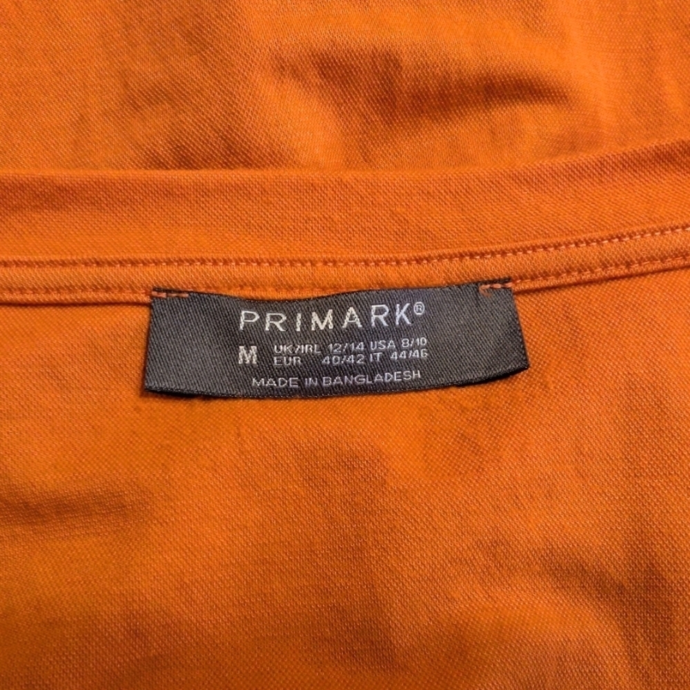 Primark Orange Longline V-neck Short Sleeve Shirt Size Medium - Picture 4 of 5